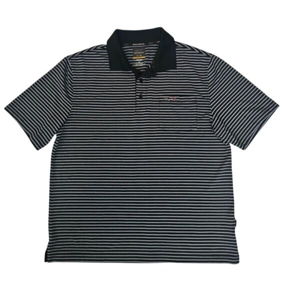 Greg Norman For Tasso Elba Five Iron Play Dry Striped Short Sleeve Polo Shirt M - Picture 2 of 11